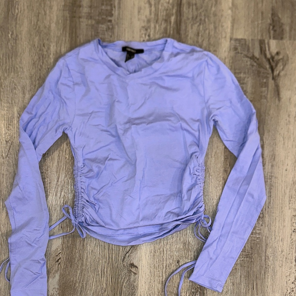 Forever 21 Light Purple Ruched Long Sleeve Blouse